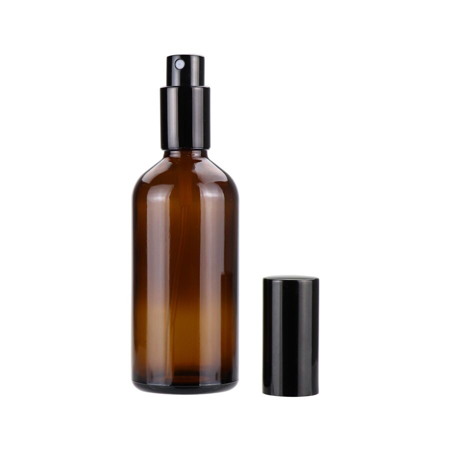 Cosmetic packaging amber glass spray bottles 5ml 10ml 15ml 20ml 30ml 50ml 100ml essential oil bottle with black pump