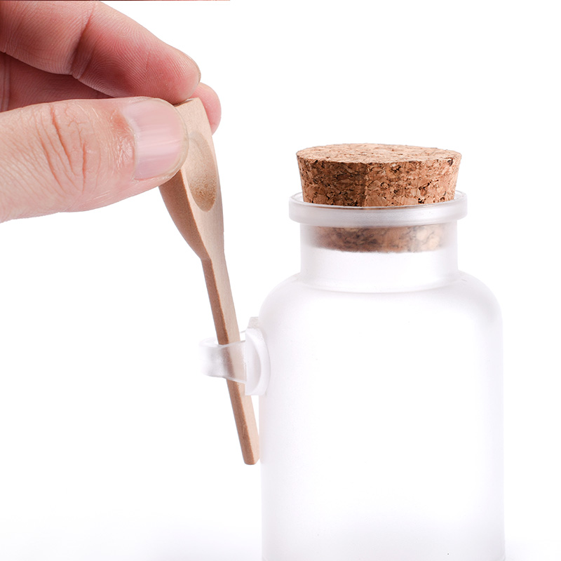 Cosmetic packaging body scrub 100ml 200ml 300ml 500ml Empty Plastic Bath Salt Jar with cork with bamboo spoon