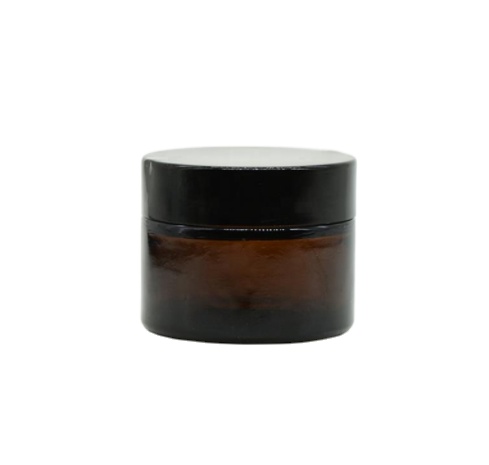 Cosmetic packaging bottle 50ml Amber Glass Jar with Aluminum Lid or ABS Lid  Glass Container