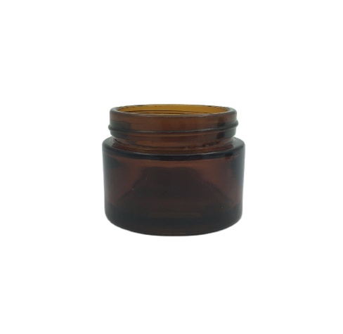 Cosmetic packaging bottle 50ml Amber Glass Jar with Aluminum Lid or ABS Lid Glass Container