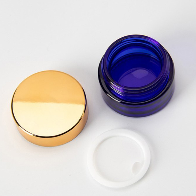Cosmetic packaging clear 5g 10g 20g 30g 50g 100g glass cream jar with shiny gold aluminum lid for cream jar