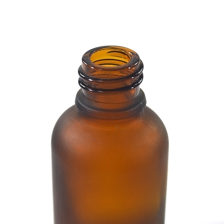 Cosmetic packaging container 1oz 2oz matt frost amber round 30ml glass dropper bottle for essential oil