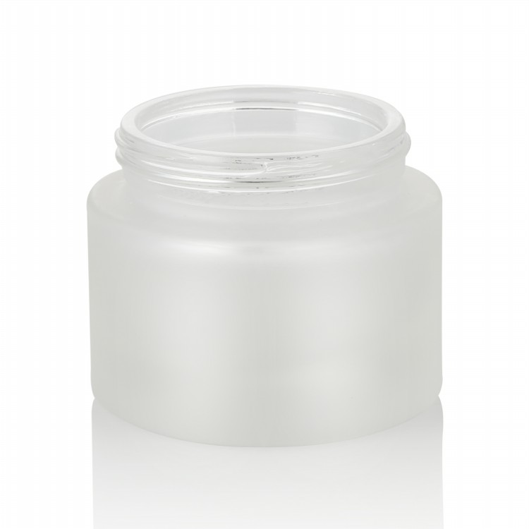 Cosmetic packaging custom 30g 50g frosted glass cream jar with bamboo cap