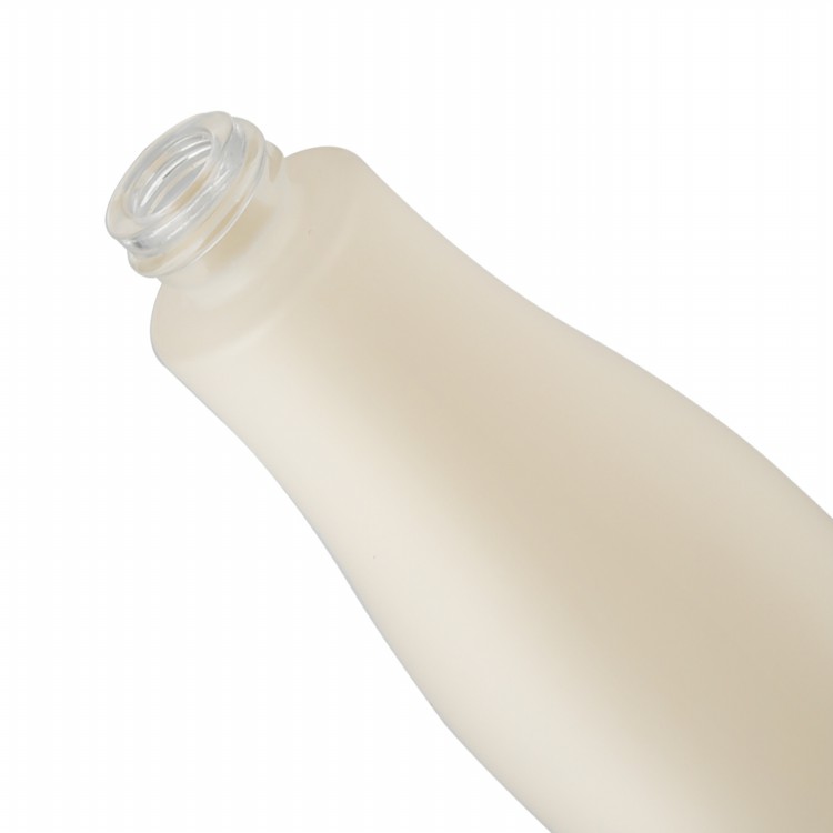 Cosmetic packaging custom unique shape 50ml cosmetic glass bottle with bamboo cap and lotion pump