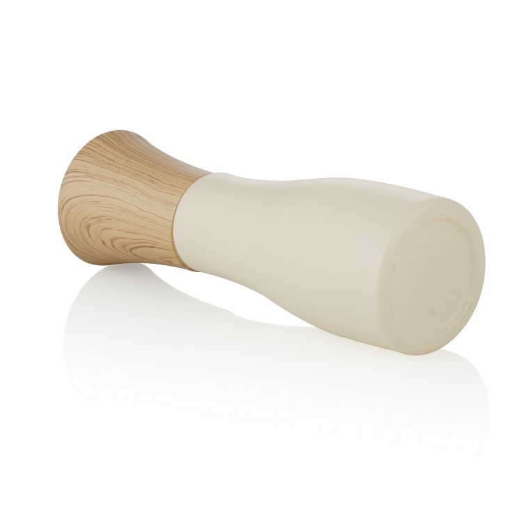 Cosmetic packaging custom unique shape 50ml cosmetic glass bottle with bamboo cap and lotion pump