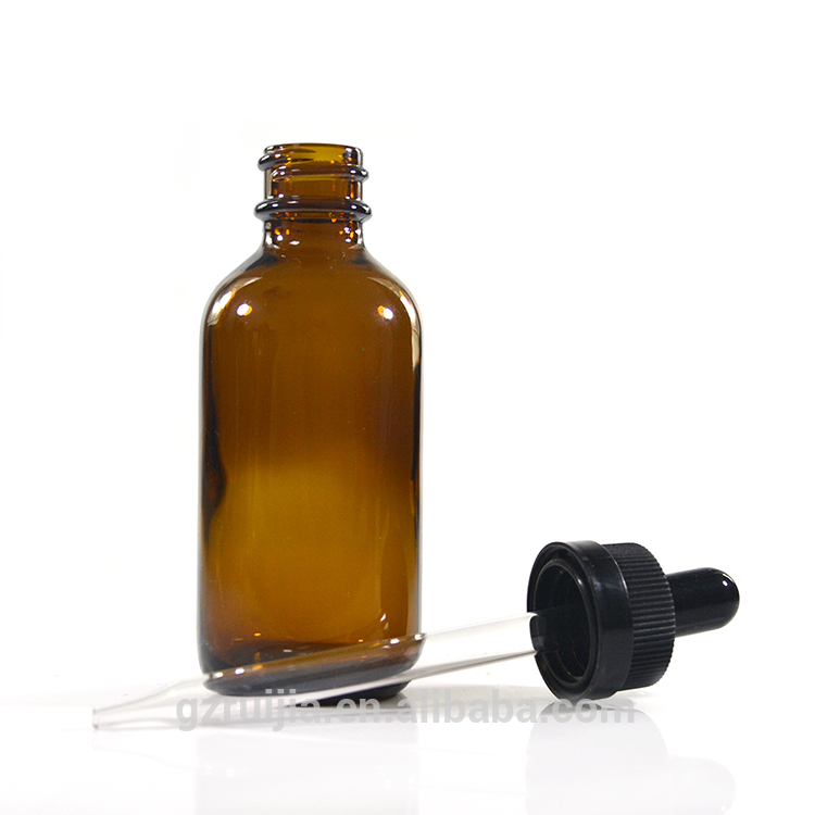 Cosmetic packaging elegant 30ml 60ml clear amber green blue 1oz 2oz boston round glass dropper bottle