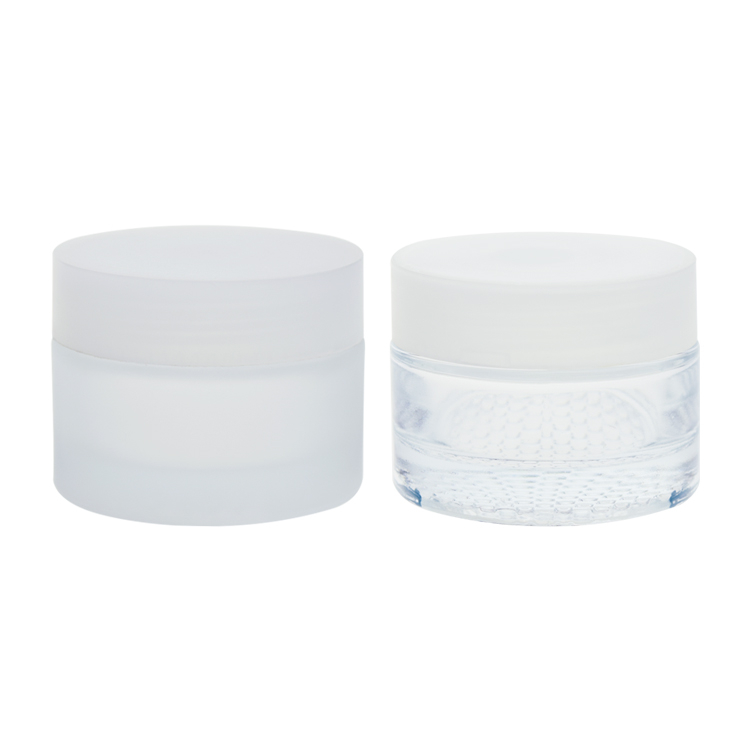 Cosmetic packaging factory stocks low price glass cream jar 30g 50g 100g glass jar with lid