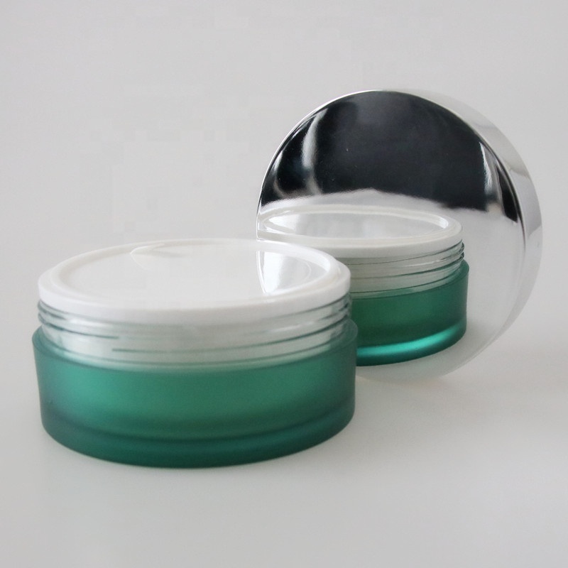 Cosmetic packaging flat round shape 100g 200g acrylic double wall plastic jar for facial mask cream