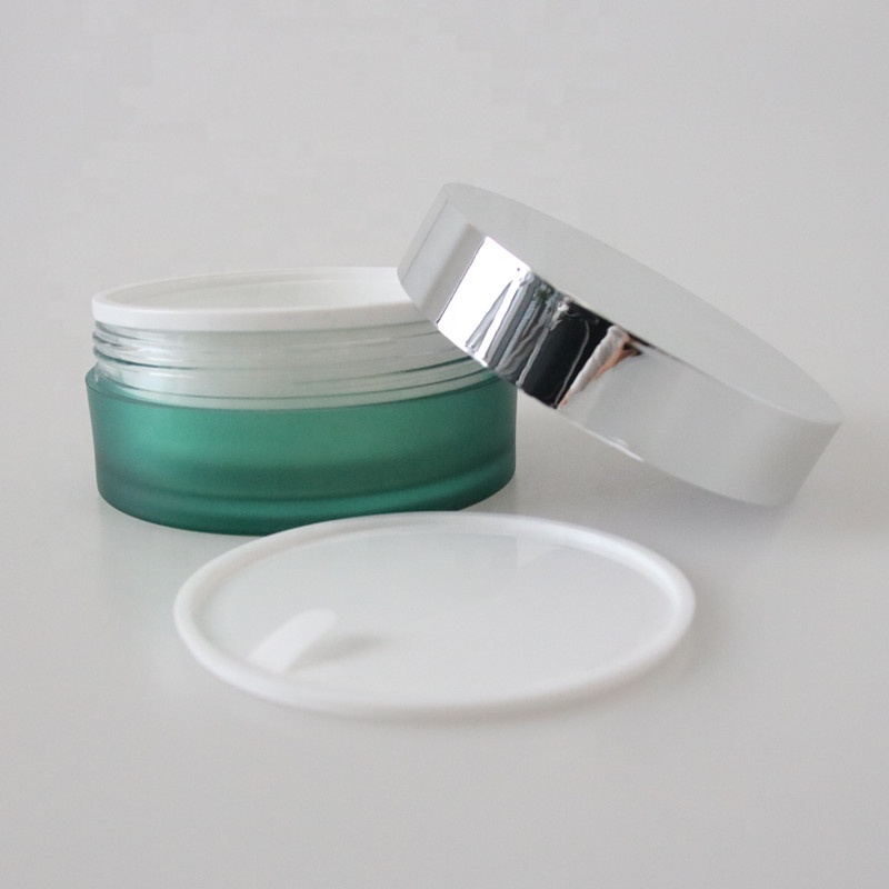 Cosmetic packaging flat round shape 100g 200g acrylic double wall plastic jar for facial mask cream