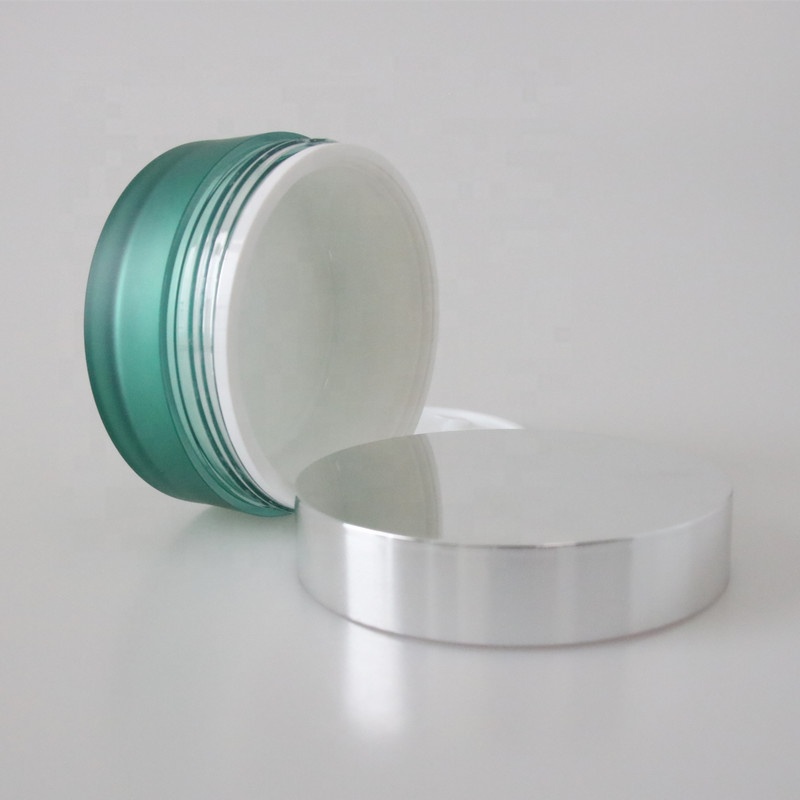 Cosmetic packaging flat round shape 100g 200g acrylic double wall plastic jar for facial mask cream