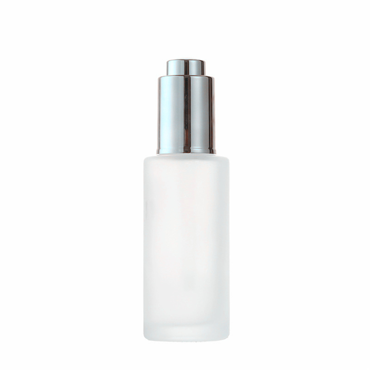 Cosmetic packaging frosted Flat shoulder 30 ml 50ml thick bottom dropper glass bottle