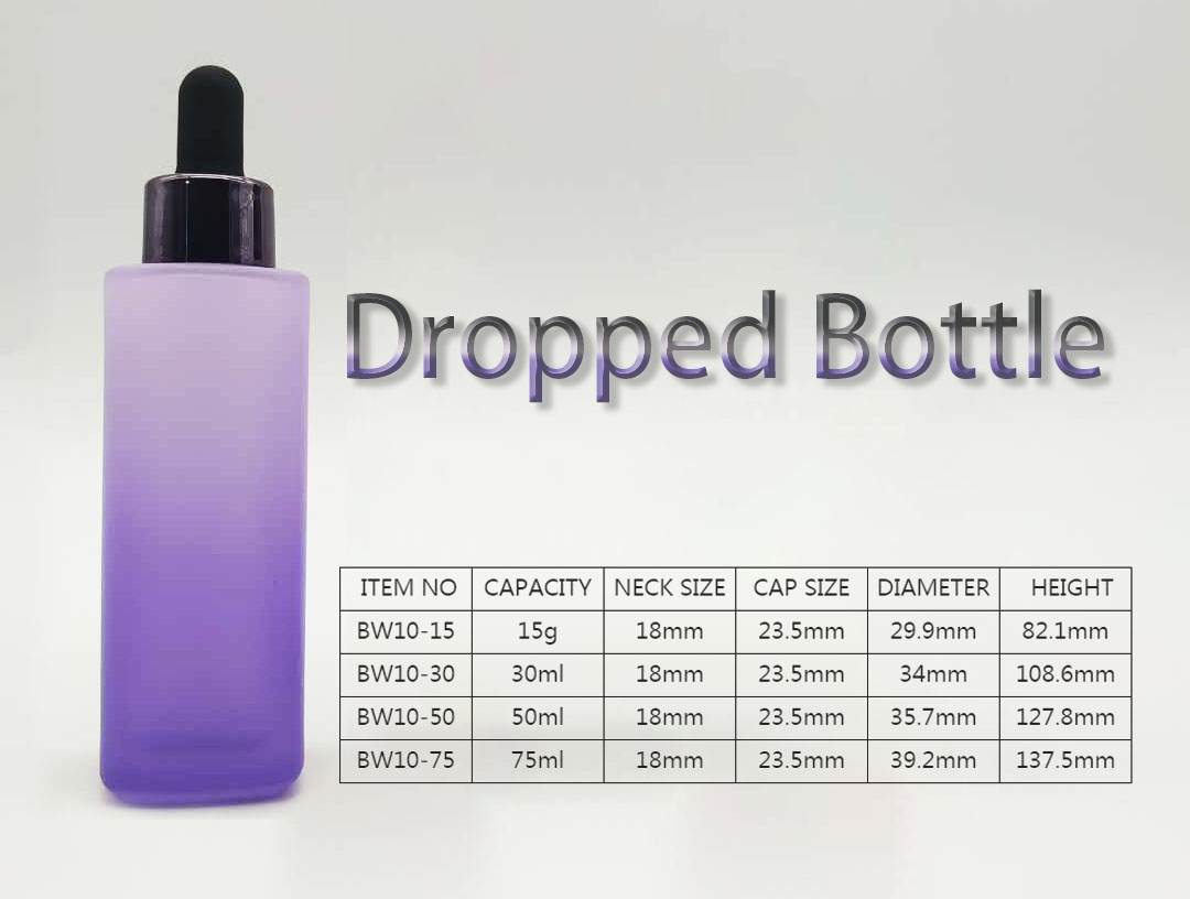 Cosmetic packaging glass 15ml 75ml dropper bottle luxury essential oil bottle with pipette