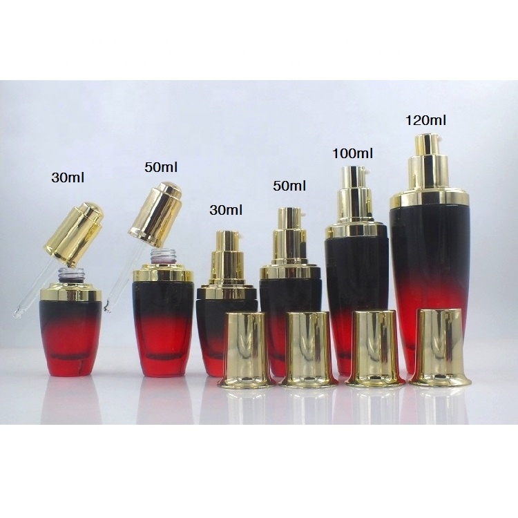 Cosmetic packaging glass containers series 20ml 30ml 50ml cream jar glass spray bottle lotion pump bottle 100ml 120ml