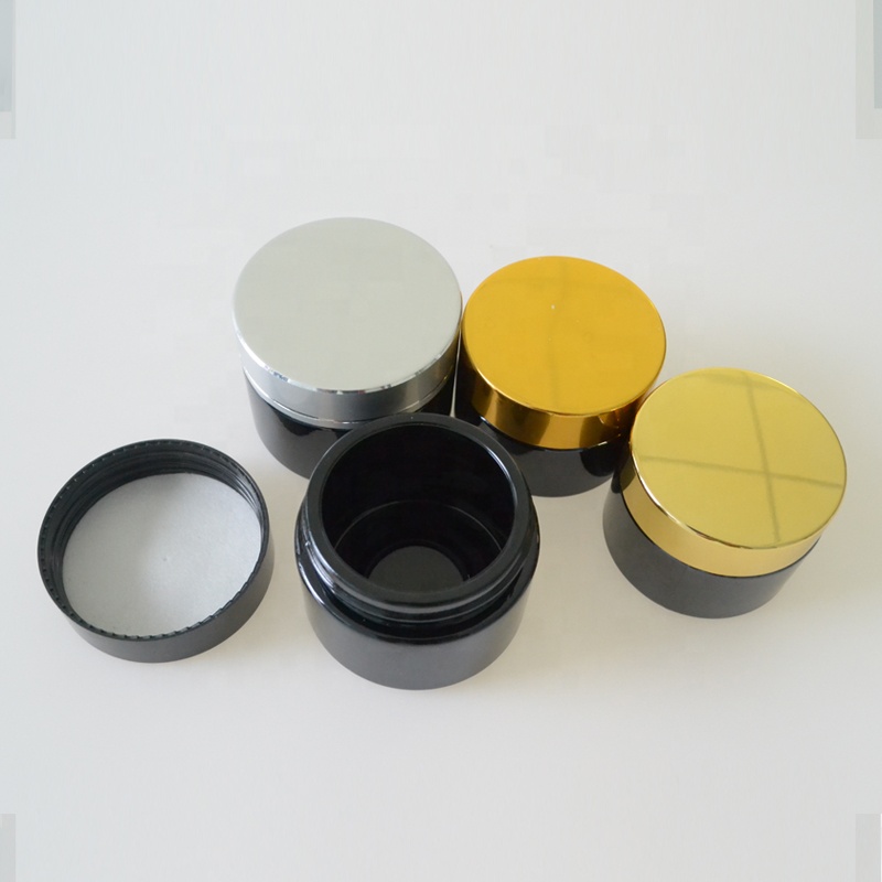 Cosmetic packaging glass containers sets 30ml 50ml dark black glass cream jar