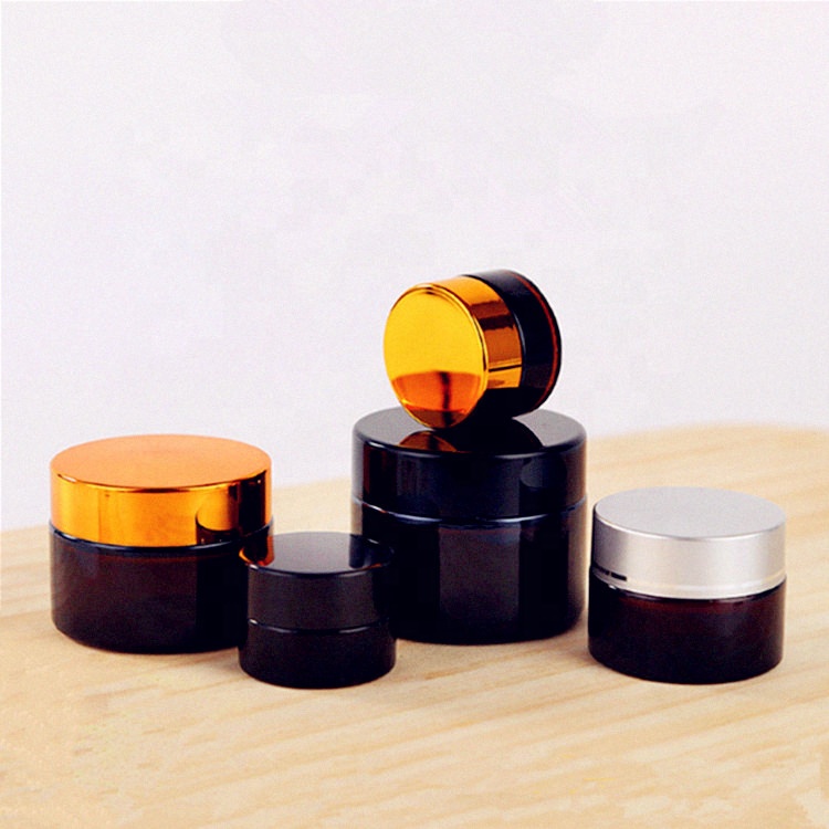 Cosmetic packaging glass jar shea butter jar straight sided glass jar metal lid peanut butter