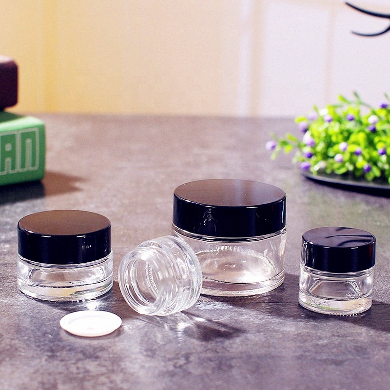 Cosmetic packaging glass jar shea butter jar straight sided glass jar metal lid peanut butter