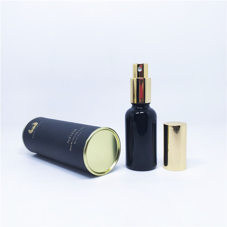 Cosmetic packaging goteros de vidrio with bamboo dropper cap
