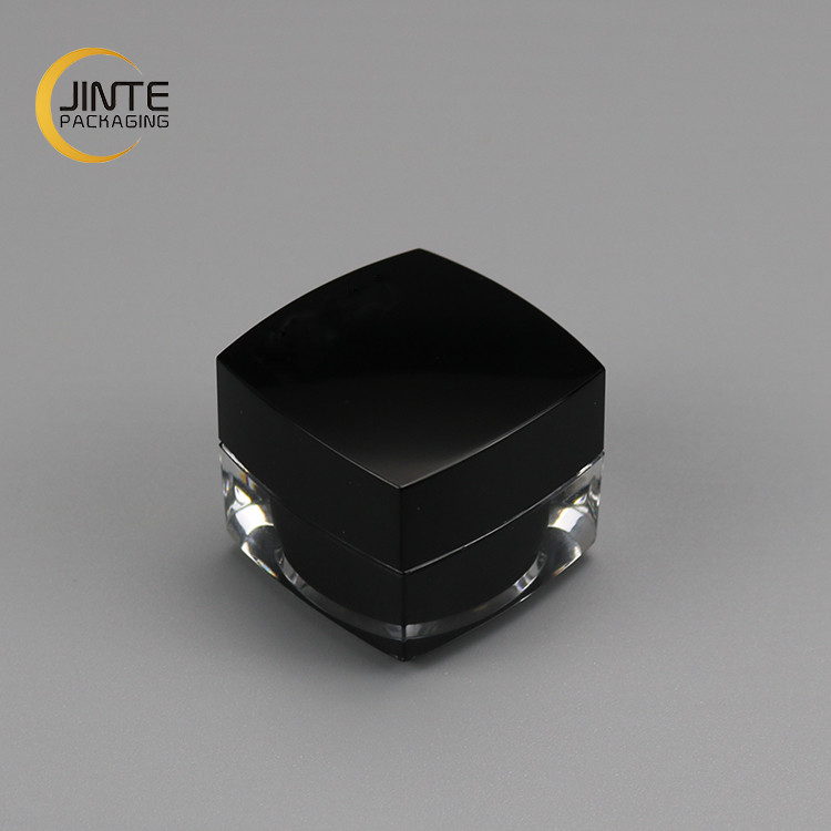 Cosmetic packaging logo printing as your request 5g black inner jar square acrylic small plastic container