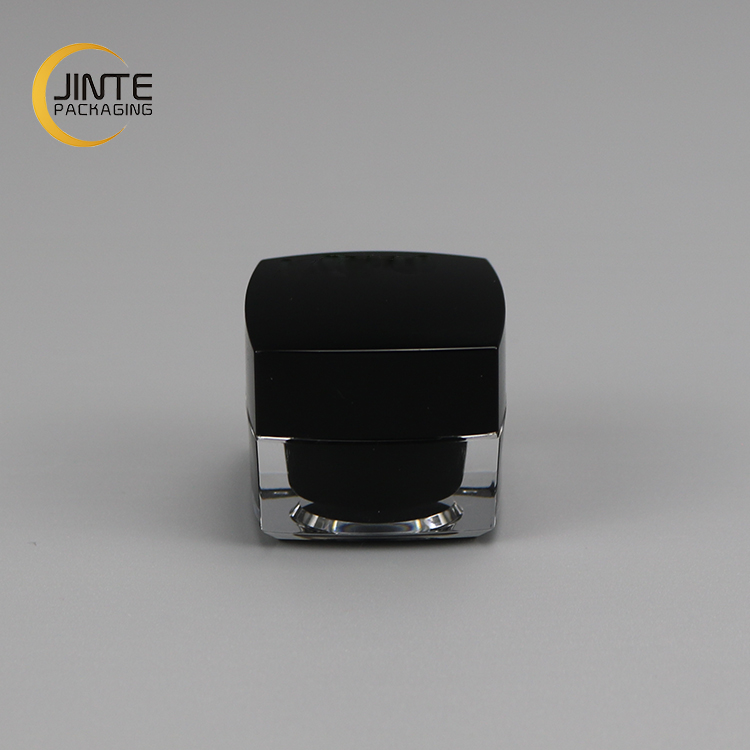 Cosmetic packaging logo printing as your request 5g black inner jar square acrylic small plastic container