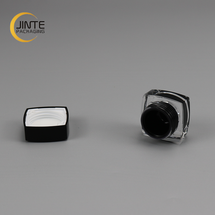Cosmetic packaging logo printing as your request 5g black inner jar square acrylic small plastic container
