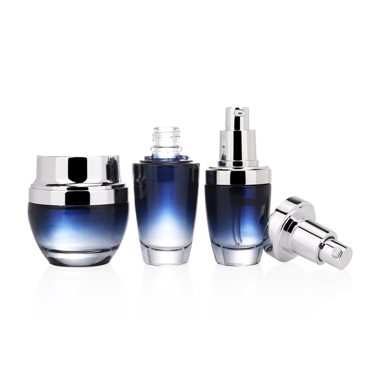 Cosmetic packaging luxury black cosmetic containers set 50g glass cream jar 100ml 120ml bottle jars
