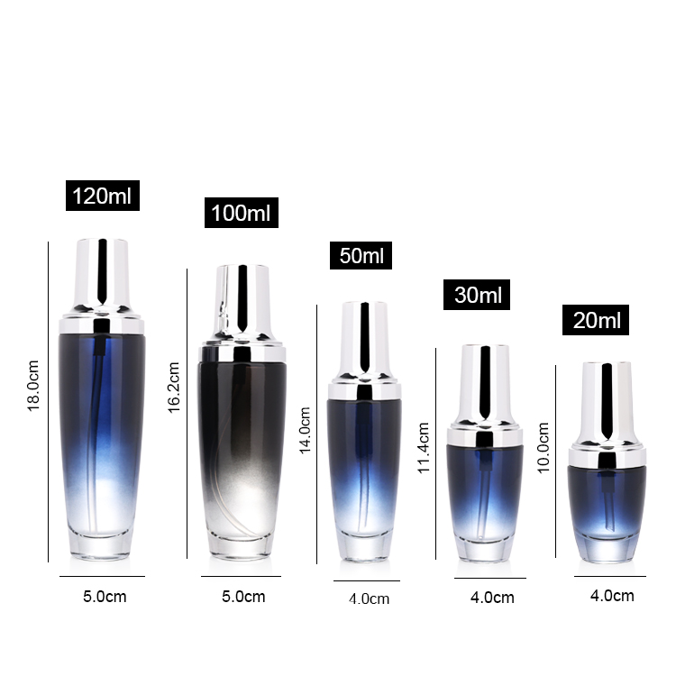 Cosmetic packaging luxury black cosmetic containers set 50g glass cream jar 100ml 120ml bottle jars