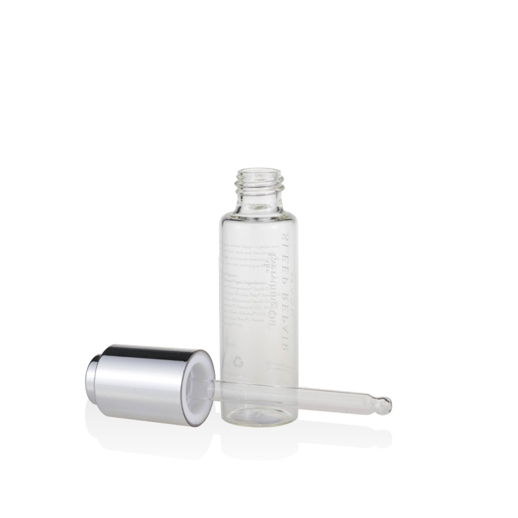 Cosmetic packaging luxury clear mini bottles dropper bottle 2 oz with silver cap