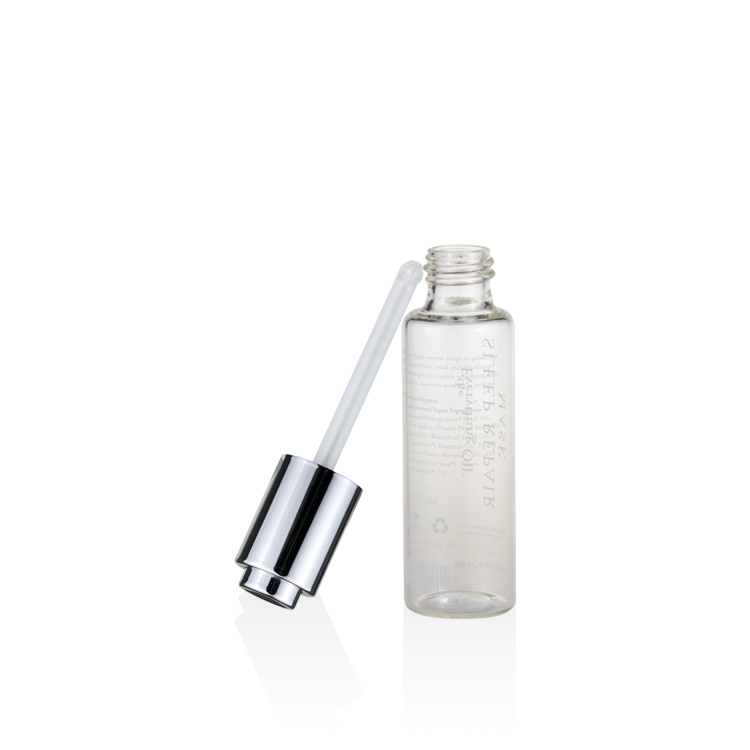 Cosmetic packaging luxury clear mini bottles dropper bottle 2 oz with silver cap