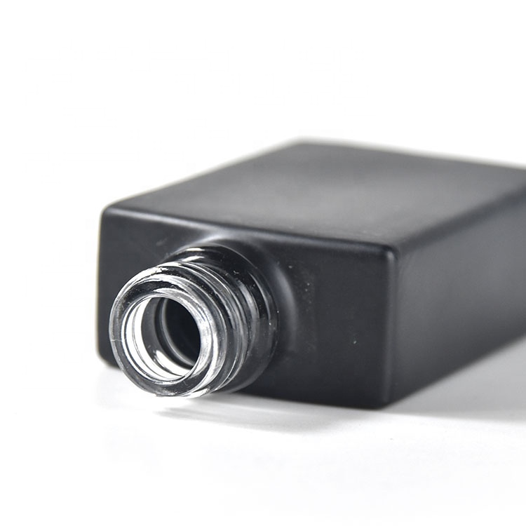 Cosmetic packaging matte black rectangle glass essential oil bottle with dropper