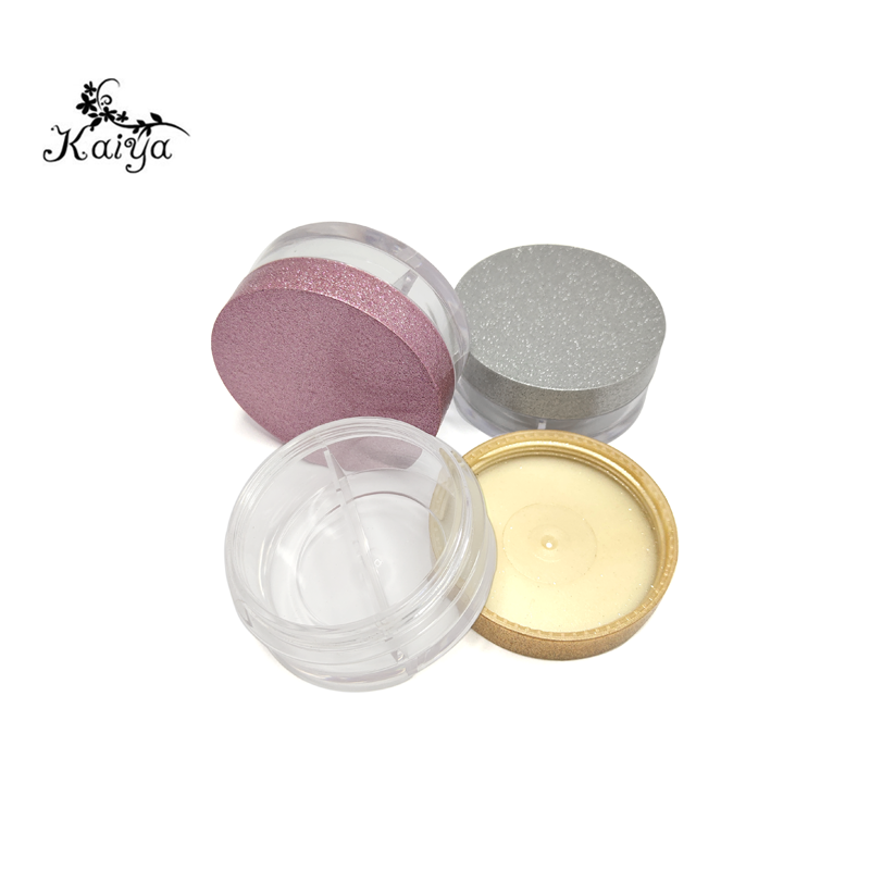 Cosmetic packaging multi-functional 2 well glitter plastic empty round eyeshadow face eye cream jars with lids
