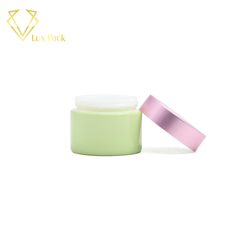 Cosmetic packaging opal white cream glass jar wholesale 2018
