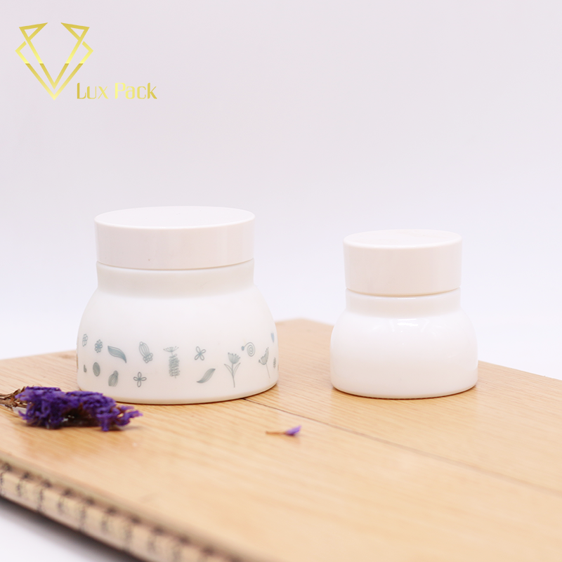 Cosmetic packaging opal white cream glass jar wholesale 2018