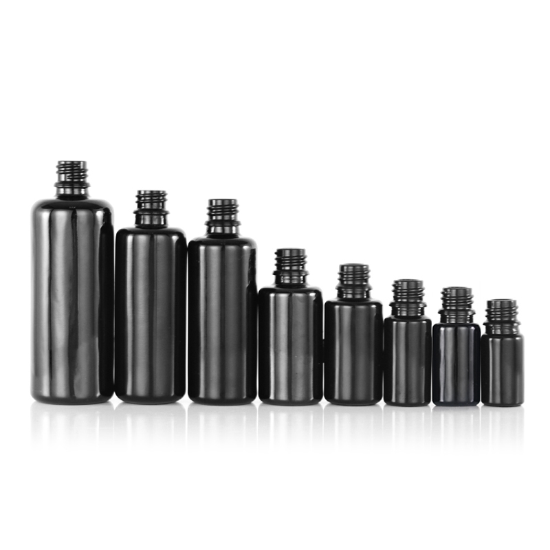 Cosmetic packaging opaque black glass bottle, good quality natural black glass bottle