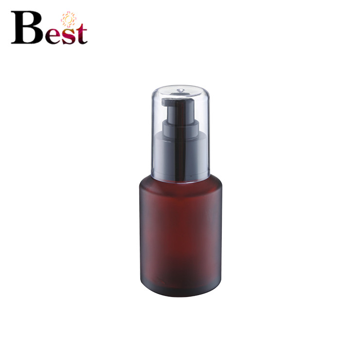 Cosmetic packaging painting 2oz frosted amber glass jars cosmetic glass bottle glass lotion bottle with black metal lid