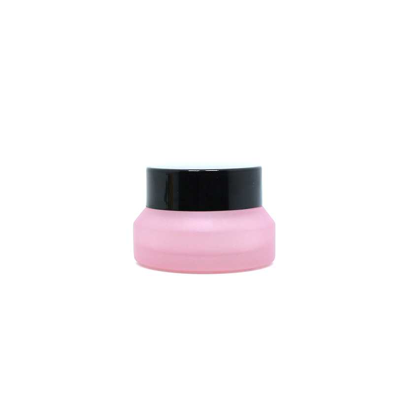Cosmetic packaging pink matte frosted 30g 50g glass cream jar with silver lid
