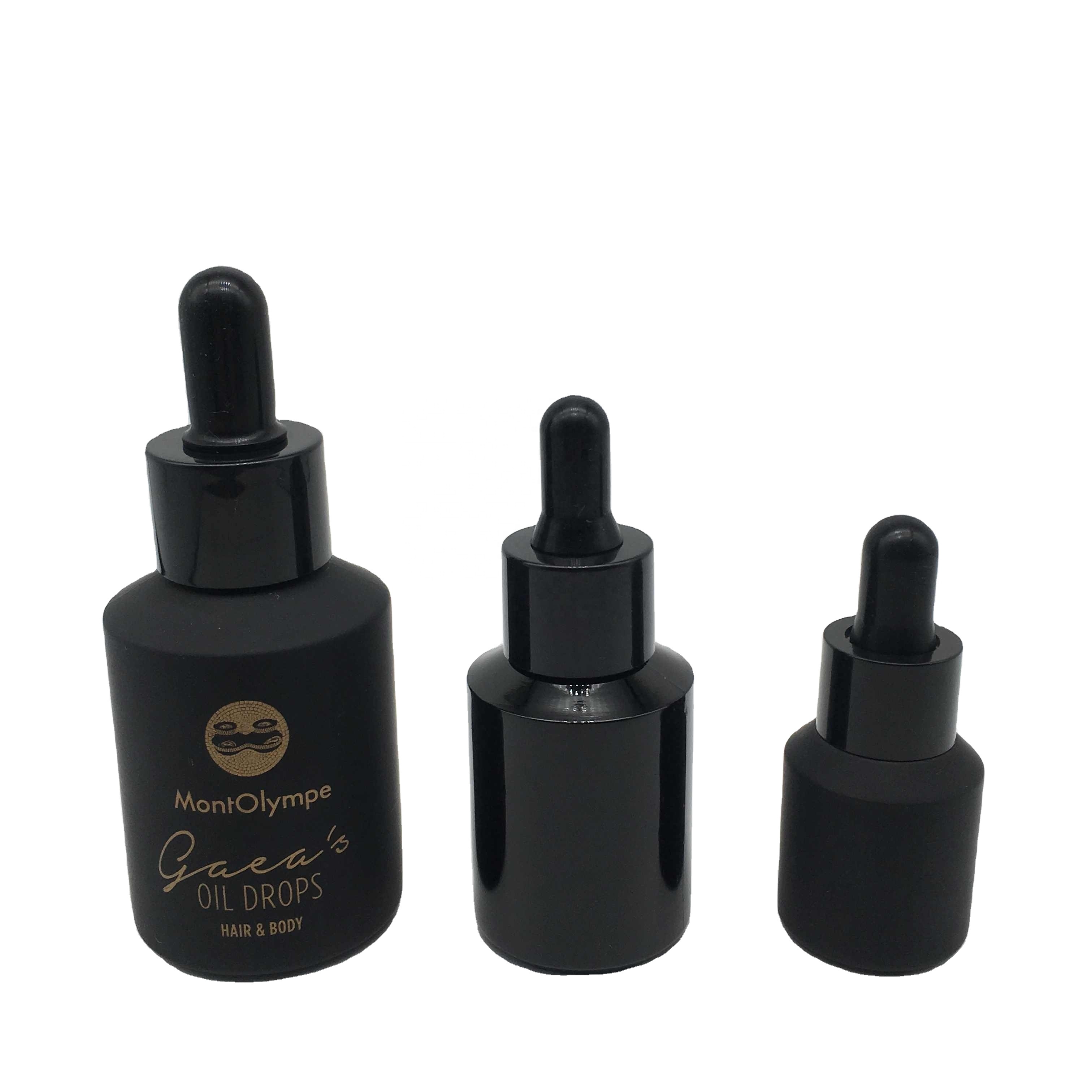 Cosmetic packaging slant shoulder frosted black skin care set glass bottle cosmetic bottle products