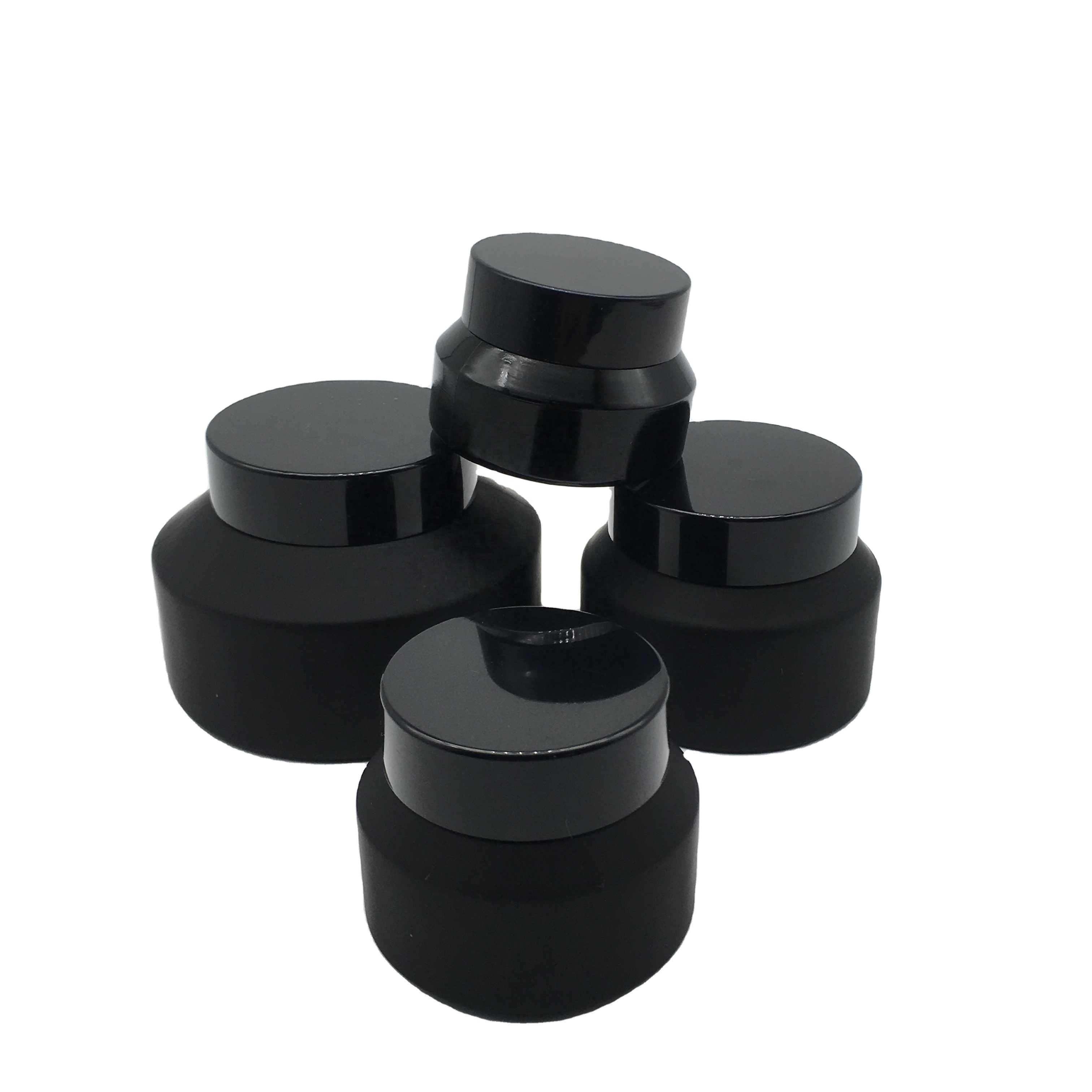 Cosmetic packaging slant shoulder frosted black skin care set glass bottle cosmetic bottle products