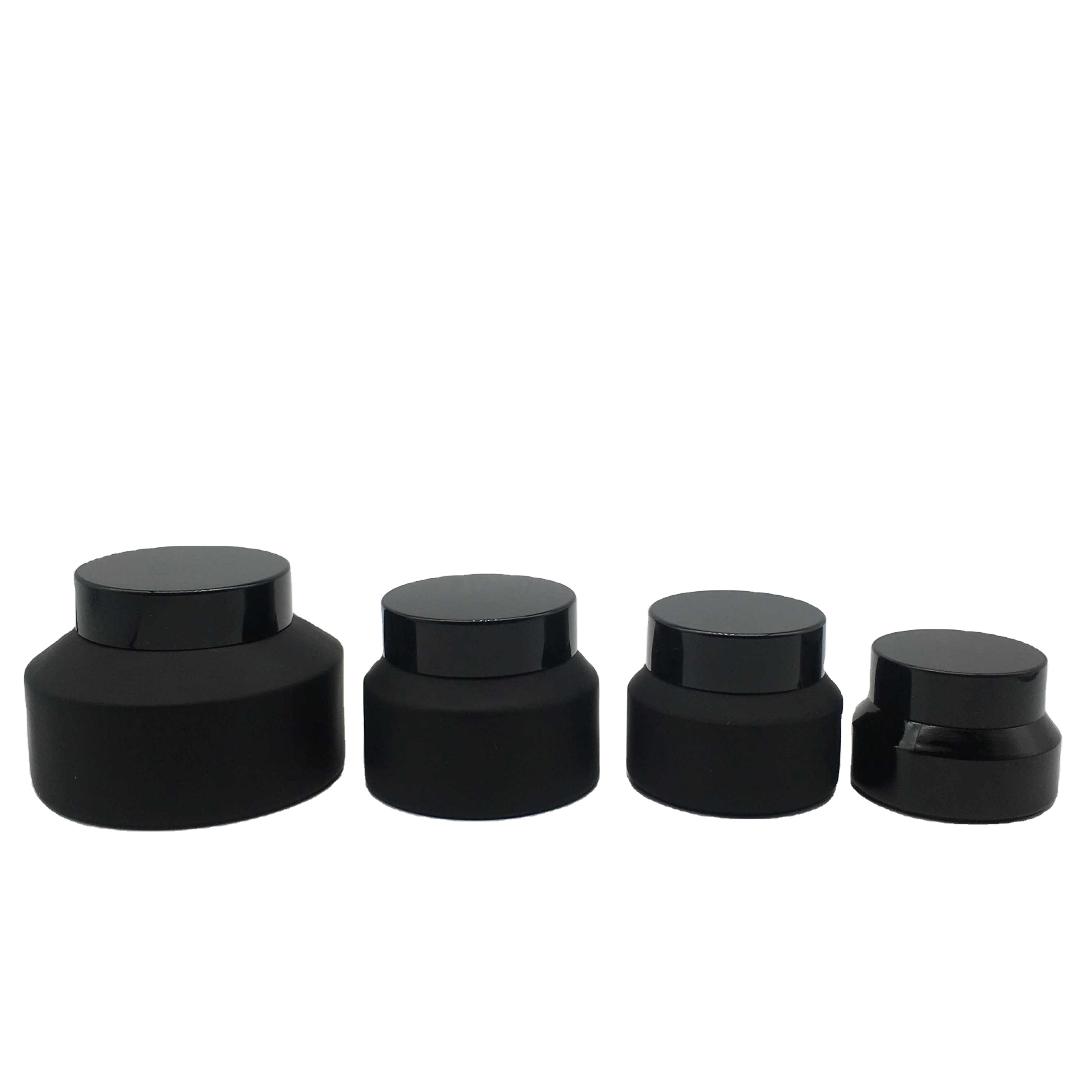 Cosmetic packaging slant shoulder frosted black skin care set glass bottle cosmetic bottle products