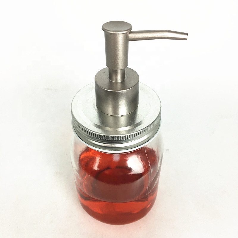 Cosmetic packing 16oz glass mason jar lotion shampoo soap dispenser with pump lid