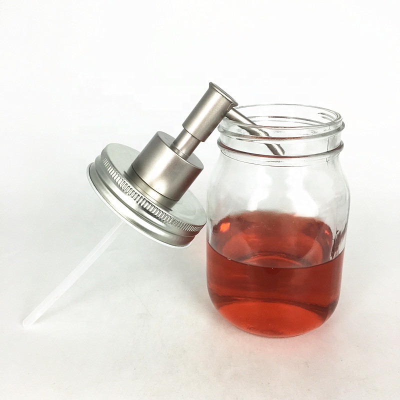 Cosmetic packing 16oz glass mason jar lotion shampoo soap dispenser with pump lid