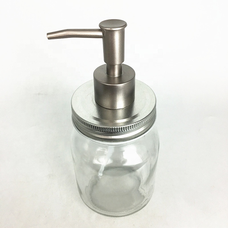 Cosmetic packing 16oz glass mason jar lotion shampoo soap dispenser with pump lid