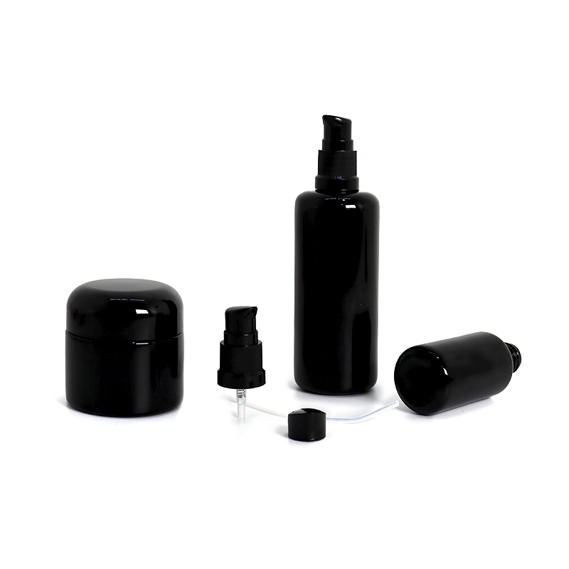 Cosmetic packing 5ml 15ml 30ml 50ml 100ml 150ml 200ml UV black Dark violet glass essential oil lotion cosmetic bottle and jar