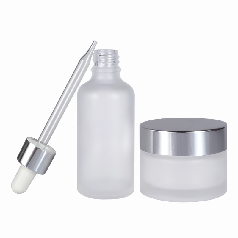 Cosmetic packing essential oil 15ml 30ml 50ml 60ml 100ml perfume glass spray bottle 15ml 30ml 50ml matte black glass cream jar