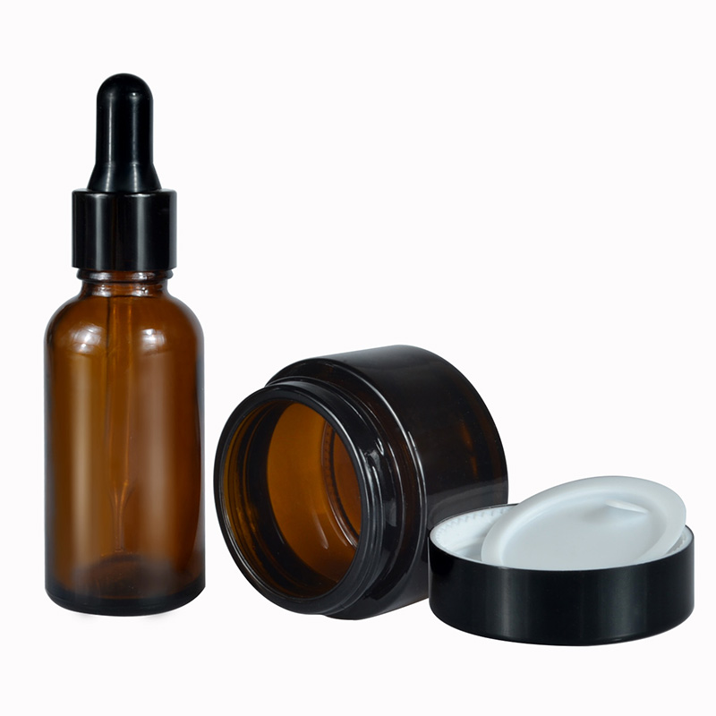 Cosmetic packing essential oil 15ml 30ml 50ml 60ml 100ml perfume glass spray bottle 15ml 30ml 50ml matte black glass cream jar