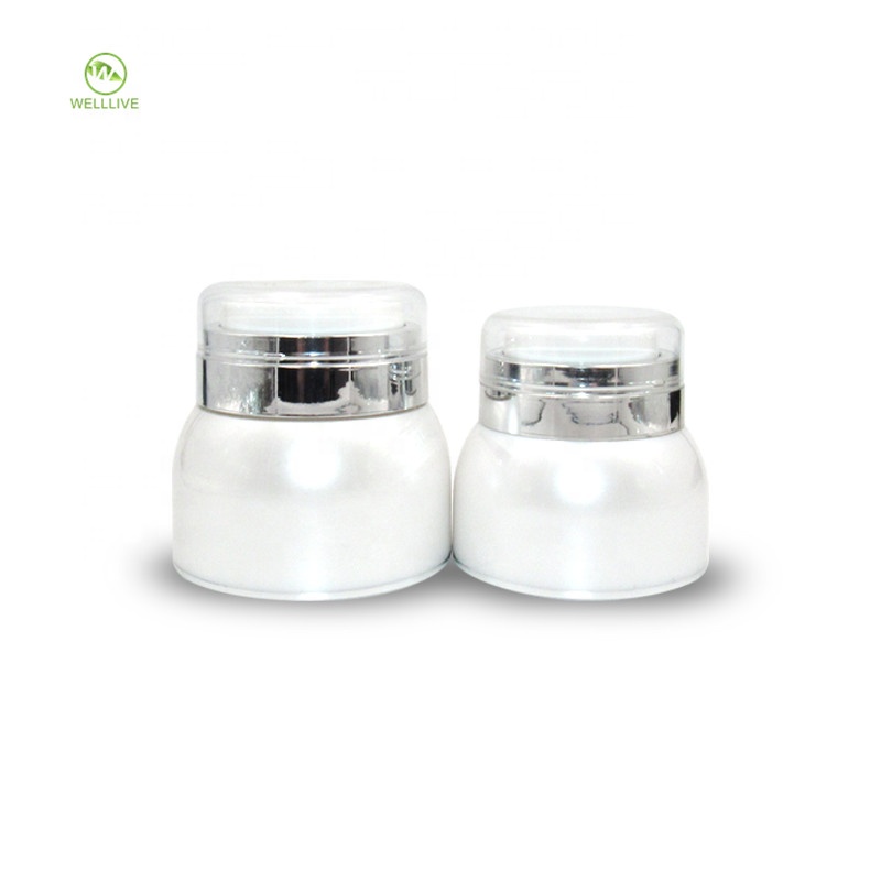 Cosmetic plastic face cream 30g 50g pearl white round shape serum airless PMMA acrylic pump cosmetic jar