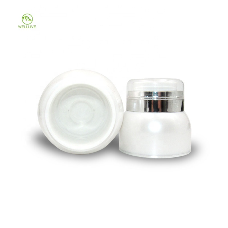 Cosmetic plastic face cream 30g 50g pearl white round shape serum airless PMMA acrylic pump cosmetic jar