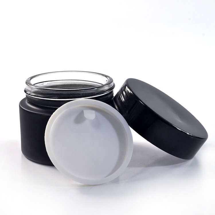 Cosmetic  popular container matte black 15g 20g 30g 50g glass cream jars with lid
