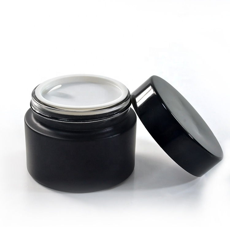Cosmetic popular container matte black 15g 20g 30g 50g glass cream jars with lid