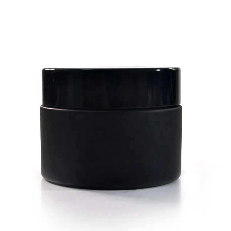 Cosmetic popular container matte black 15g 20g 30g 50g glass cream jars with lid