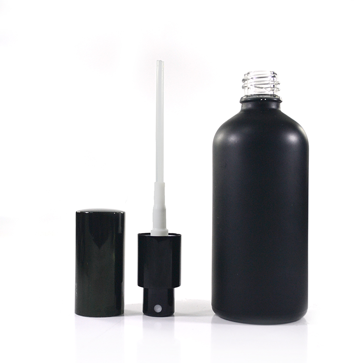 Cosmetic round rectangle Violet matte black 30ml 50ml 100ml refillable glass perfume spray bottle with aluminum spray pump cap